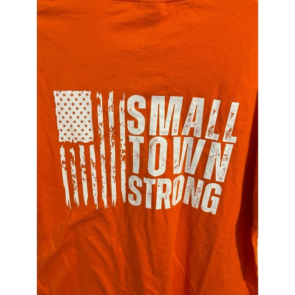 Port & Company “Small Town Strong” Orange T Shirt Size XL New Without Tag